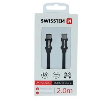 SWISSTEN kabel USB-C/USB-C , platneni, 2 m, crni - 03080109 - Strmec, Sveta Nedelja
