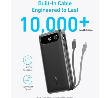 Anker Powerbank 20000 mAh, 87W with built-in USB-C cable, black - Strmec, Sveta Nedelja