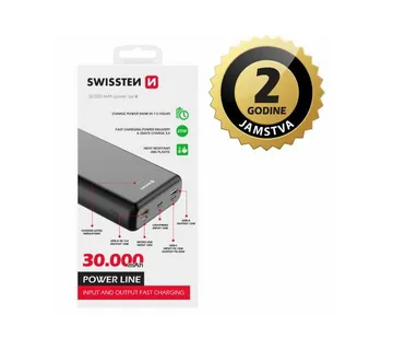 Dodatna baterija - Power Bank SWISSTEN 30000mAh, 20W, PD, QC, svi utori, crna - Strmec, Sveta Nedelja
