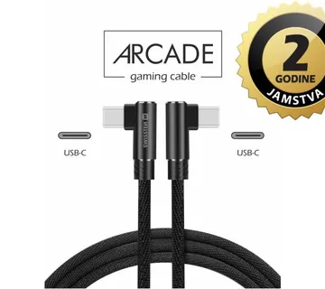 SWISSTEN kabel Arcade USB-C/USB-C, 3A, 1.2m, L-konektor, crni - 03080094 - Strmec, Sveta Nedelja