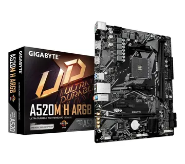 GIGABYTE A520M H ARGB Motherboard - Supports AMD Ryzen 5000 Series CPUs, up to 5100MHz DDR4 (OC), PCIe 3.0 x4 M.2, 1 GbE LAN, USB 3.2 Gen 1 - Strmec, Sveta Nedelja