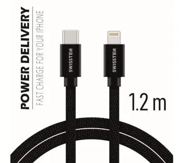 SWISSTEN kabel USB-C/Lightning, platneni, 1.2m, crni - 03080079 - Strmec, Sveta Nedelja