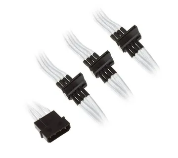 SilverStone 4-Pol-Molex auf 4x SATA Verlängerung - 300mm white SST-PP07-BTSW - Strmec, Sveta Nedelja