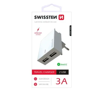 SWISSTEN punjač za AC220, 2xUSB, 3.1A, SMART IC, držač, bijeli - 03100016 - Strmec, Sveta Nedelja