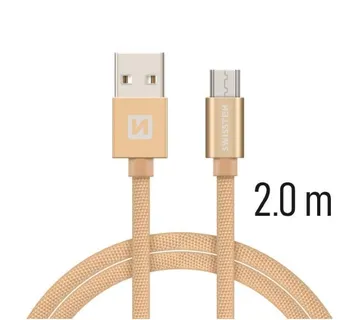 SWISSTEN kabel USB/microUSB, platneni, 3A, 2m, zlatni - 03080048 - Strmec, Sveta Nedelja
