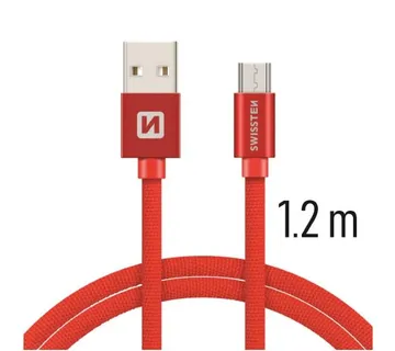 SWISSTEN kabel USB/microUSB, platneni, 3A, 1.2m, crveni - 03080036 - Strmec, Sveta Nedelja