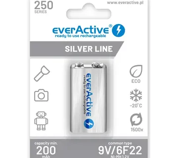 Rechargeable batteries everActive Ni-MH 6F22 9V 250 mAh Silver Line - Strmec, Sveta Nedelja