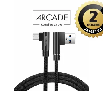 SWISSTEN kabel Arcade USB/microUSB, 3A, 1.2m, L-konektor, crni - 03080091 - Strmec, Sveta Nedelja