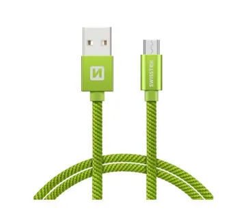 SWISSTEN kabel USB/microUSB, platneni, 3A, 1.2m, zeleni - 03080040 - Strmec, Sveta Nedelja