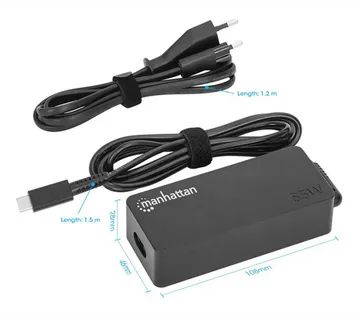 Manhattan punjač za laptop 65W USB-C, crni - Strmec, Sveta Nedelja
