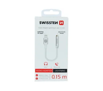 SWISSTEN audio adapter Lightning / jack 3.5 mm (female), textile braid, length 0.15 m silver - Strmec, Sveta Nedelja