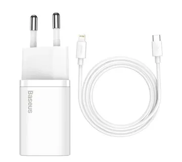 Kućni Punjač BASEUS Super Si Quick Charger 20W, USB-C, Kabel USB-C-Lightning, White, TZCCSUP-B02 - Strmec, Sveta Nedelja