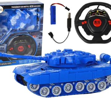 R/C Tank Remote Controlled Lights Sound Blue 1:18 27MHz - cover