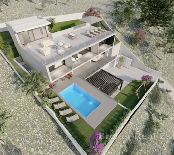 Građevinsko zemljište s projektom i pogledom na more - Omiš