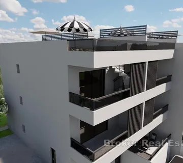 Dvosobni penthouse s krovnom terasom i pogledom na more - Žedno, Trogir