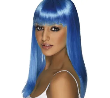 Dugačka neon plava perika - cover