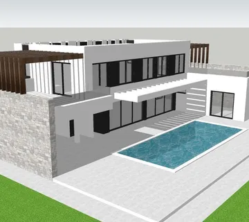 Hrvatska, Zadar, Privlaka – zemljište s projektom moderne vile i bazenom, 939 m² parcela, 256 m² stambene površine