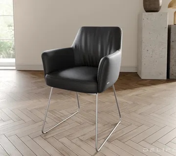Blagovaonska stolica s rukonaslonom Xana, Materijal: koža - cover
