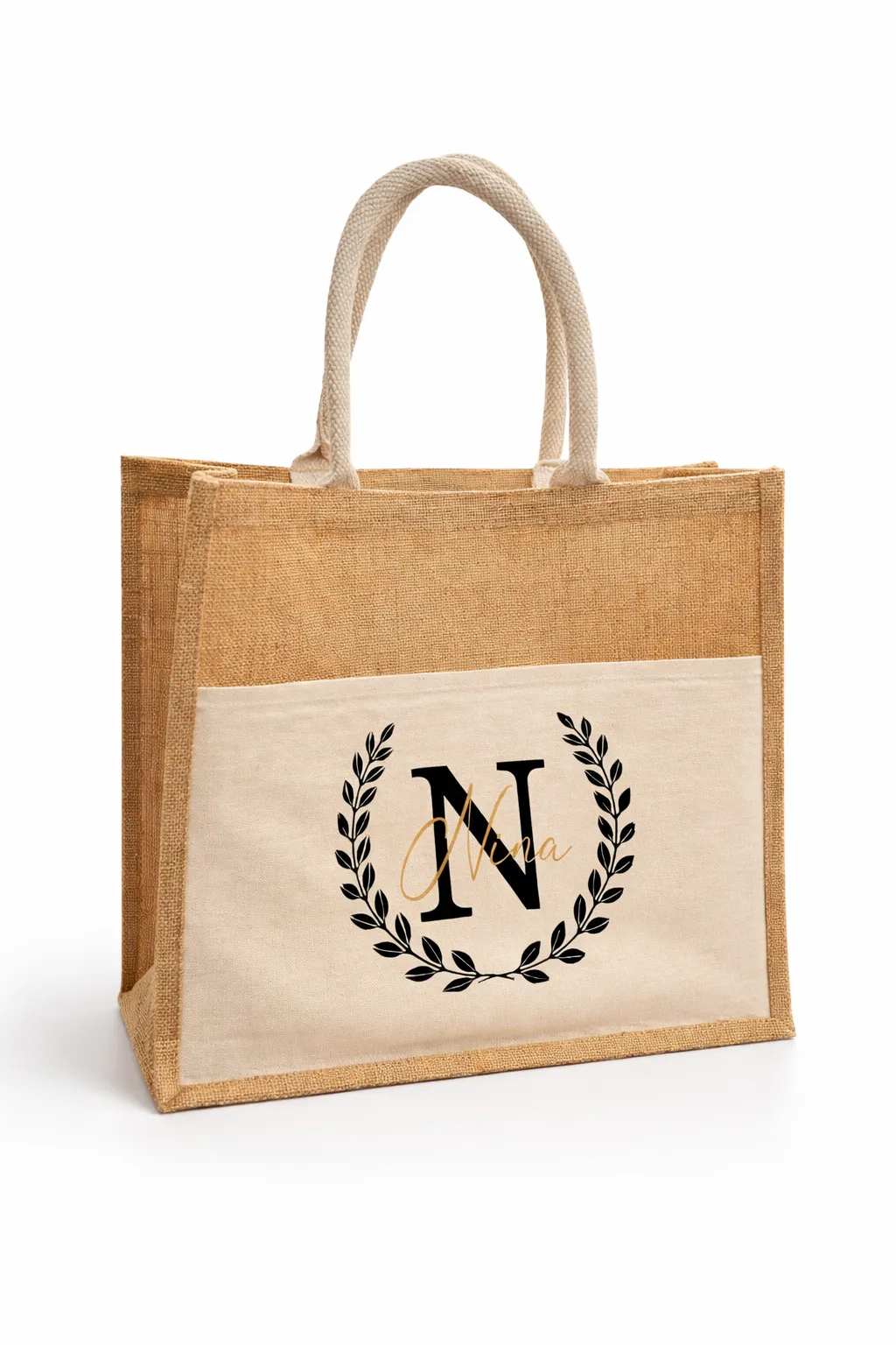 Jutena torba za plažu s prednjim džepom - cover