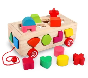 Drvena igračka vozilo - kutija s oblicima, umetaljka - cover