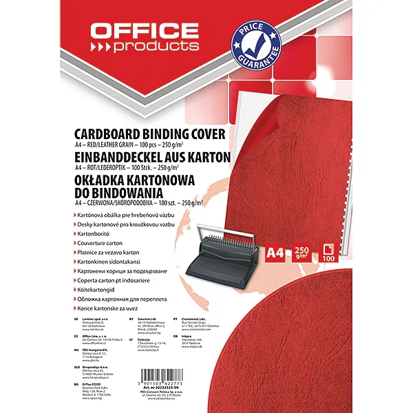 Korice za spiralni uvez reljefni karton A4 250gr 100/1 crvene - cover