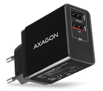 AXAGON ACU-QS24 zidni punjač 1x USB-A QC 3.0 i 1x 1,2A, 24W, crni - cover