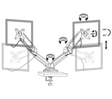 Port nosač 2 monitora do 32’’, do 2x8kg,VESA, crni - cover