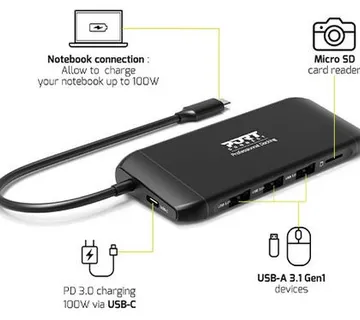 Port docking travel  USB-C,1x4K ili 2xFHD, do 100W - cover