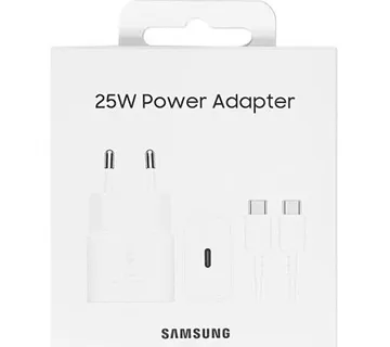 Adapter za napajanje SAMSUNG - kućni punjač Type-C 25W brzi GaN + kabel Type-C, bijeli, BLISTER - cover
