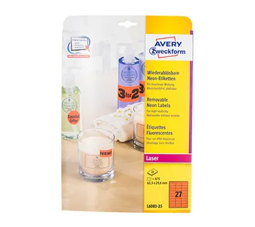 Etiketa laser/inkjet/copy neon crvena 63,5x29,6 Zweckform L6003 25/1 - cover