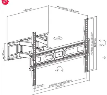Nosač zidni SBOX PLB-3646-2 37''-70" 40kg zglobni za LCD televizore - Karlovac