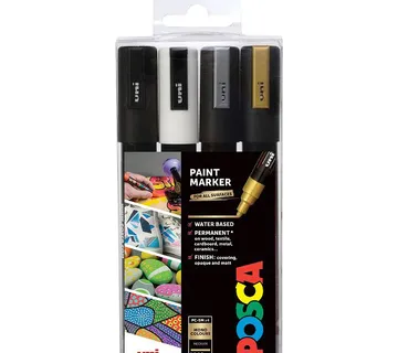 Marker permanentni Uni Posca PC-5M 1,8-2,5mm crni,bijeli,zlatni,srebrni 4/1 - cover