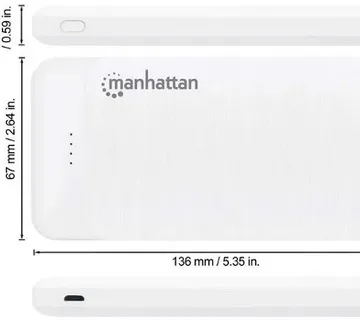 Manhattan powerbank 10000mAh,USB-C,microUSB-A,bije - cover