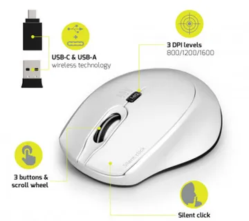 Port miš OFFICE PRO SILENT, bežični, bijeli - cover