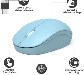Port miš OFFICE bežični USB-A/USB-C,svijetlo-plava - cover