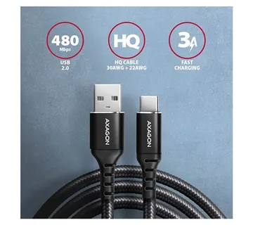 CC USB CM 2.0 <> USB AM, 1,0 m, Crna, HQ, BUCM-AM10AB, AXA - Karlovac