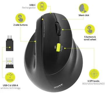 Port miš 2.4 GHz BT erg. punjivi za dešnjake, crni - cover