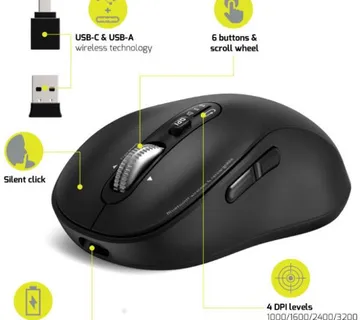 Port miš EXPERT WL+BT, punjivi USB-C, crni - cover