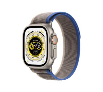 Apple Watch Ultra Cellular, 49mm Titanium Case with Blue/Gray Trail Loop, Small/Medium - cover
