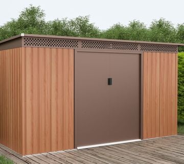 Vrtna metalna kuća-uta-šupa 4,82 m² - 3,4 m x 1,42 m - SMEĐA - cover