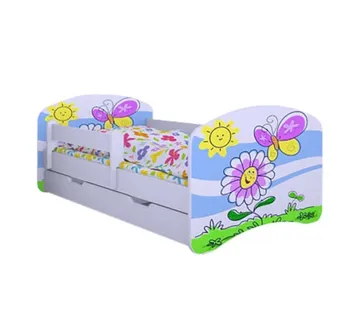 Drveni dječji krevet Happy cvijeće s ladicom – 180*90 - cover