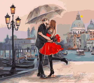 Poljubac u Veneciji Set za slikanje po brojevima 50 x 40 cm - cover