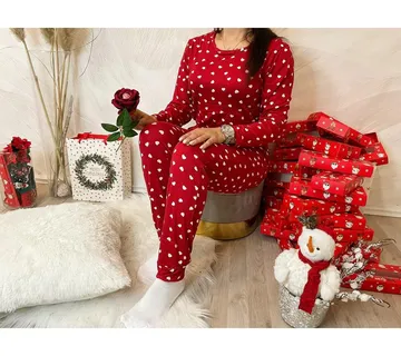Božićna ženska pidžama srca - cover