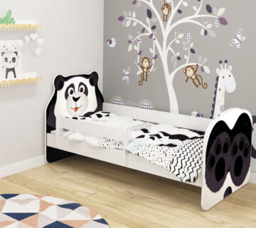 Dječji krevet ACMA Animals, bočna bijela 140x70 cm - cover