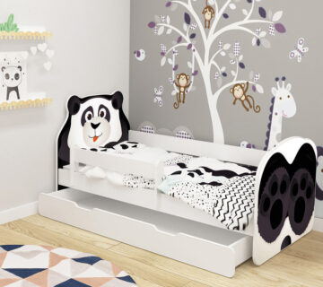 Dječji krevet ACMA Animals, bočna bijela + ladica 140x70 cm - cover