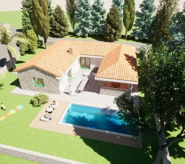 ŽMINJ. Građevinsko zemljište sa projektom i građevinskom dozvolom - Klimni, Žminj
