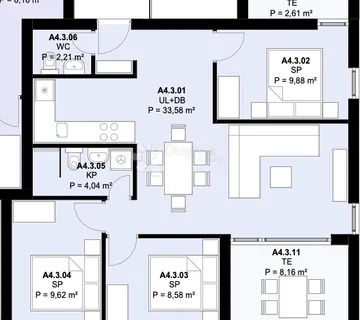 A4.3 – Kaštel Novi; Novogradnja, 3s Stan S 2 Terase, Pogled Na More, Parking, Odlična Lokacija - Kaštel Novi, Kaštela