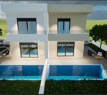 VODICE, moderna dvojna kuća u novogradnji, S1