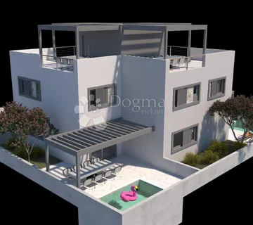 TROETAŽNI DUPLEX S PRIVATNOM KROVNOM TERASOM I BAZENOM – 50 m OD MORA, NIN - cover