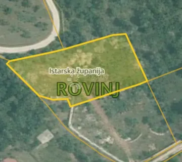 Poljoprivredno zemljište u Rovinju s pogledom na more i rovinjske otoke i ucrtanom ruševinom